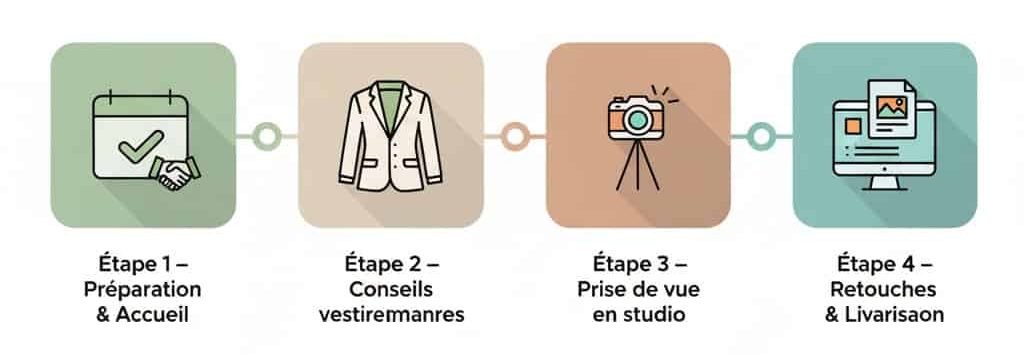 differentes étapes d'une photo professionnel pour votre cv